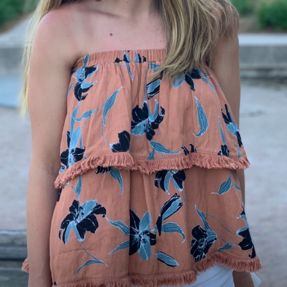 Strapless boutique floral tank top
